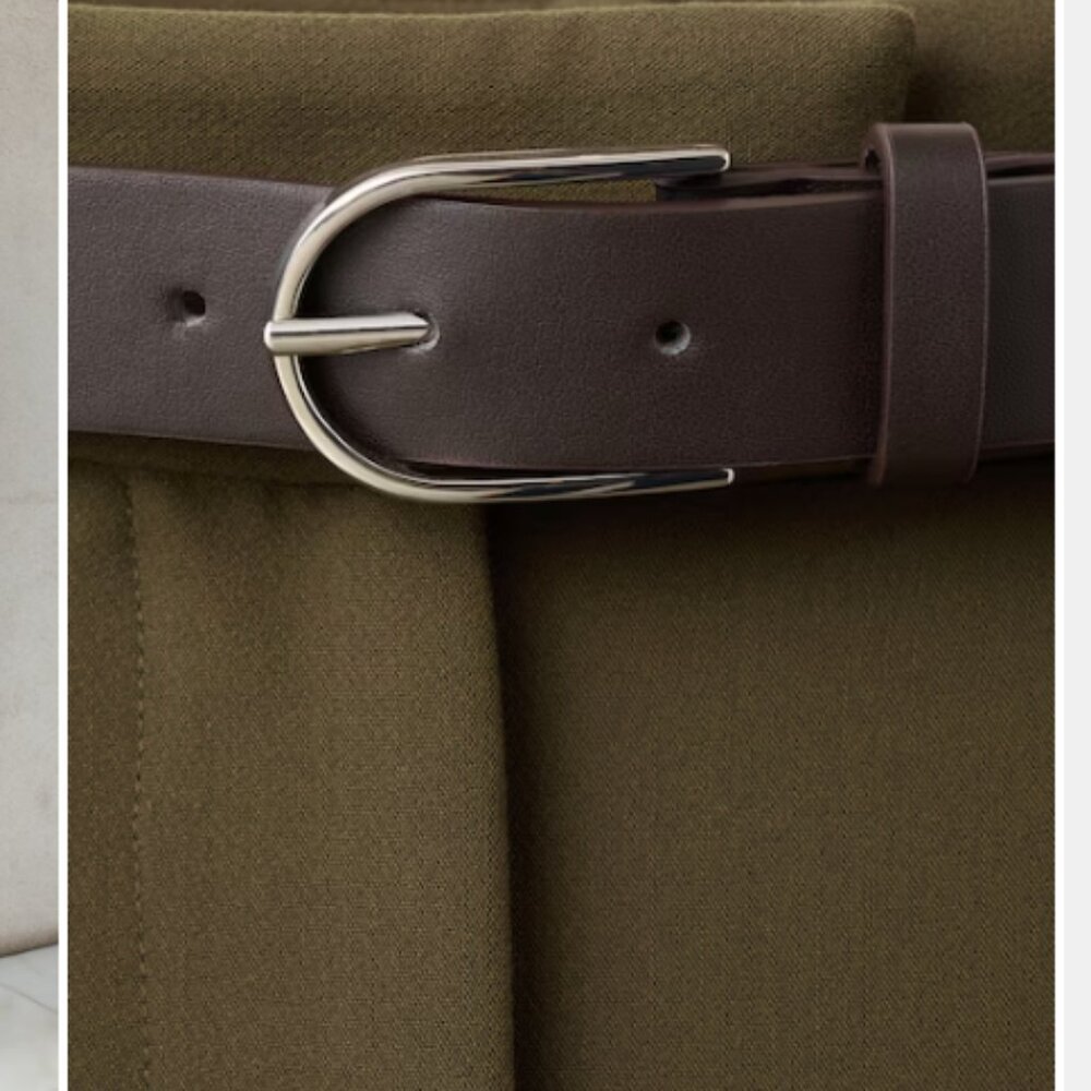 Mango Green Belt Straight Fit Pants - Picture 3 of 4